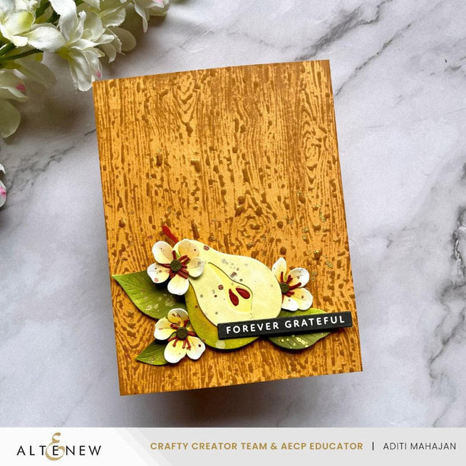 Altenew Betterpress Essential Textures Fine Woodgrain Press Plates and Foil Plates for crafting and printing projects.
