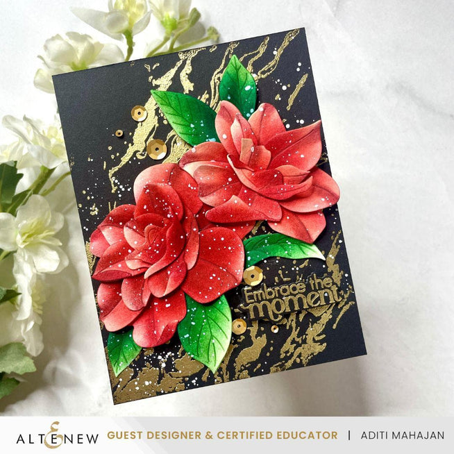 Altenew Gilded Marble Betterpress Plate set with textured, gold-foiled marble design for crafting and stamping projects