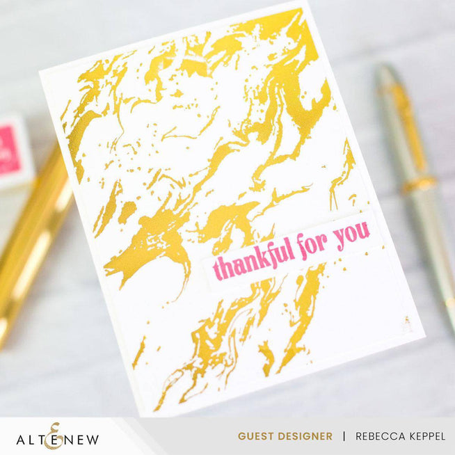 Altenew Gilded Marble Betterpress Plate set featuring textured marble design for creative printing projects.