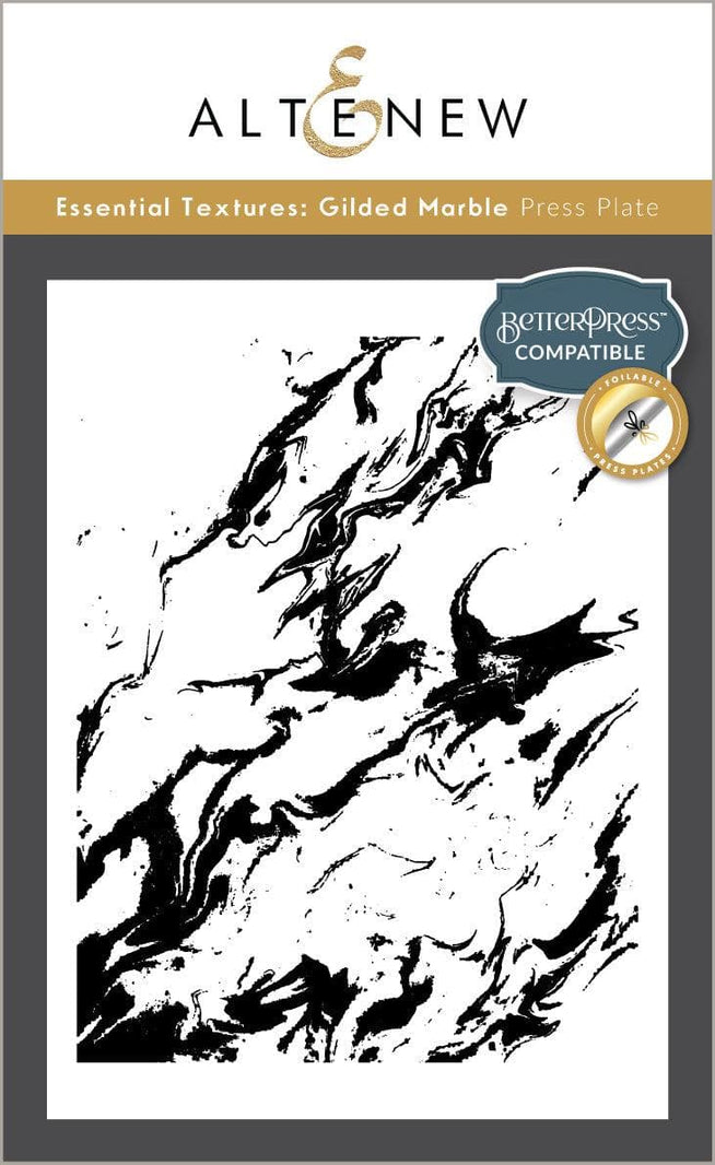 Altenew Gilded Marble Betterpress Plate set featuring textured foil press plates for creative crafting and paper projects.