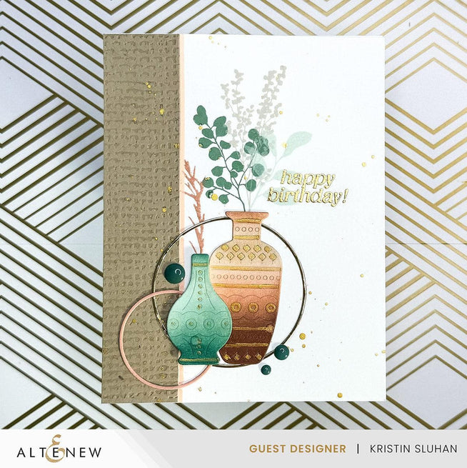 Altenew Betterpress Plates set with rustic burlap texture, showcasing pressed design on natural paper for crafting and printing projects.