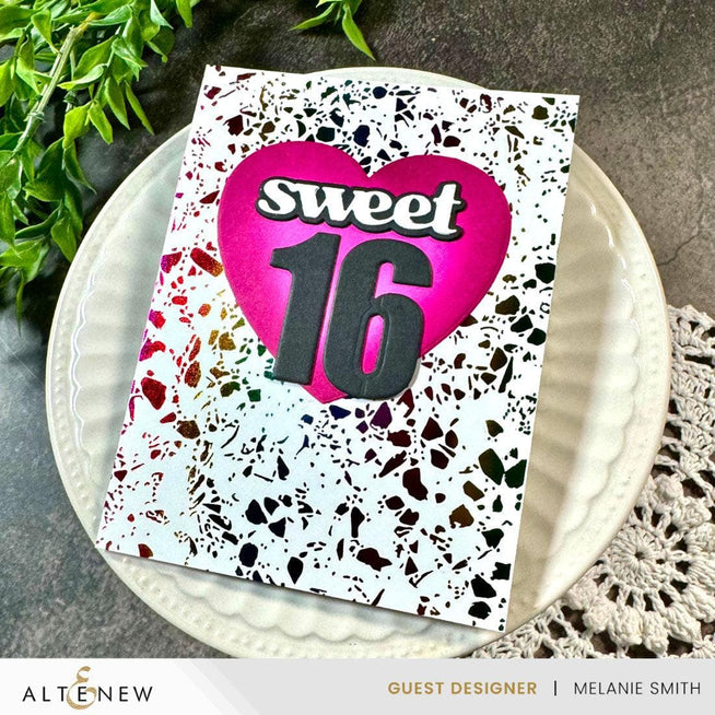 Altenew Betterpress Essential Textures Terrazzo Press Plates and Foil Plates for creative crafting and printing projects.