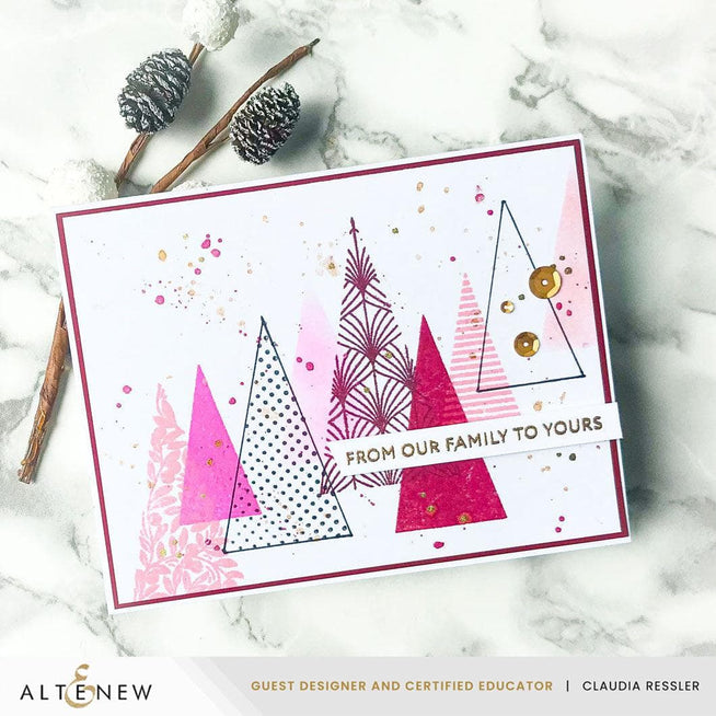 Altenew Betterpress Festive Triangles Press Plates for foil pressing, featuring geometric triangle designs on sturdy metal plates.