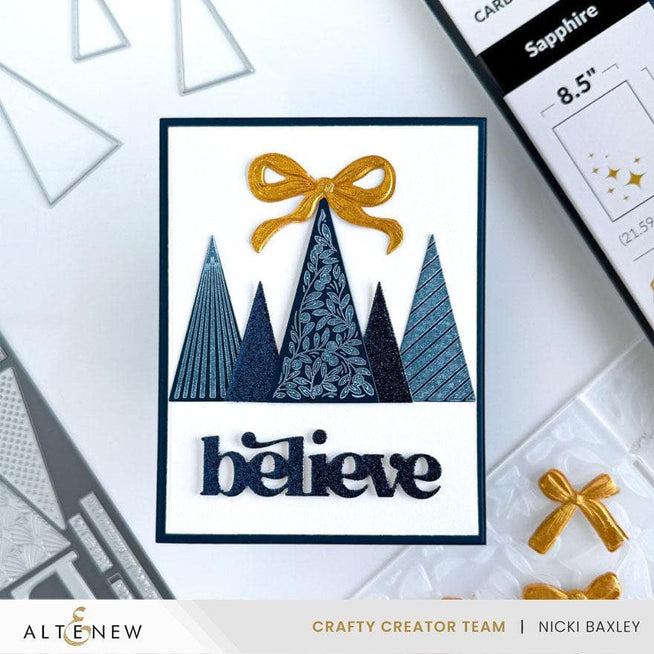 Altenew Betterpress Festive Triangles Press Plates for foil printing, featuring geometric triangle designs on a white background.
