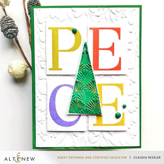 Altenew Betterpress Festive Triangles Press Plates for foil printing, featuring geometric triangle designs on a white background.