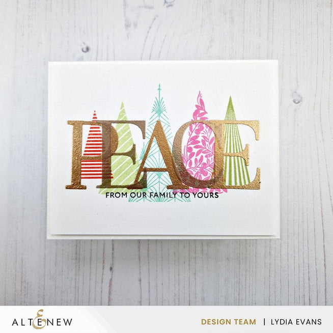 Altenew Betterpress Festive Triangles Press Plates and Foil Plates for crafting and holiday decoration projects.
