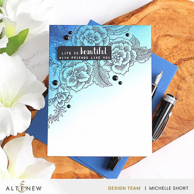 Altenew Floral Engravings Press Plate Set for Betterpress, showcasing detailed floral designs on metal plates for stamping or printing.