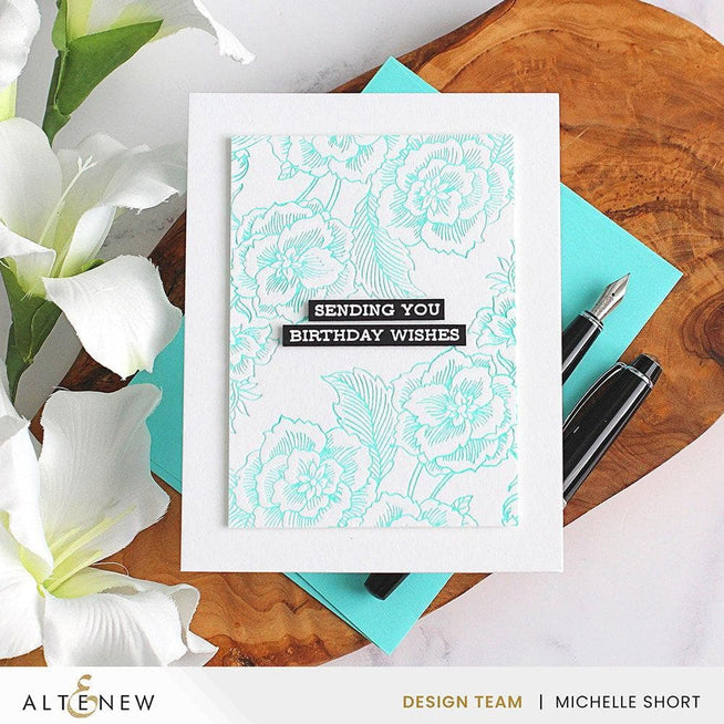 Altenew Betterpress floral engravings press plates set with intricate floral designs for stamping and crafting projects.