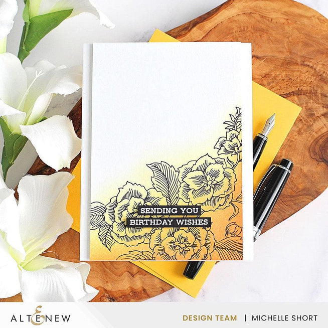 Altenew Floral Engravings Betterpress Plates set with intricate floral designs for letterpress printing.