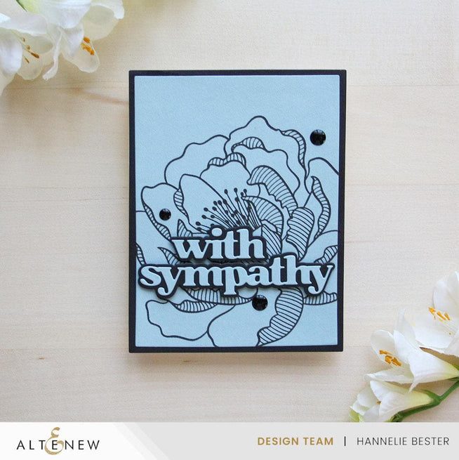 Altenew Magical Peony Betterpress Press Plate for foil and letterpress printing, featuring a detailed peony floral design.