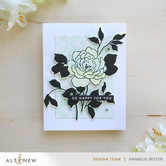 Altenew One-Go Solid Sentiment Strips Celebration Edition with two press plates and foil plates for crafting and card making.