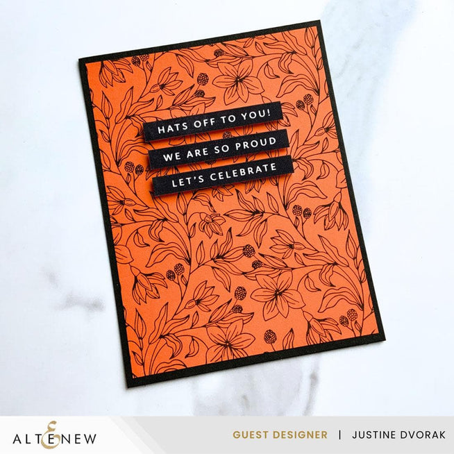 Altenew One-Go Solid Sentiment Strips with 2 press plates for celebration-themed card making and embossing projects.