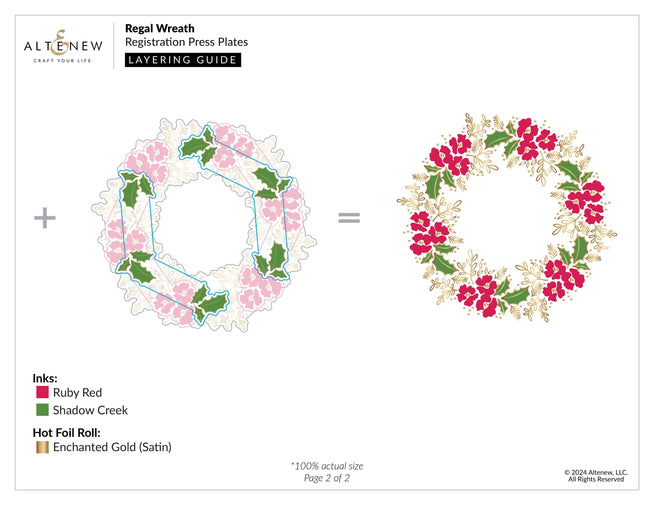 Altenew Regal Wreath Betterpress Plates set with detailed floral wreath design for letterpress printing.