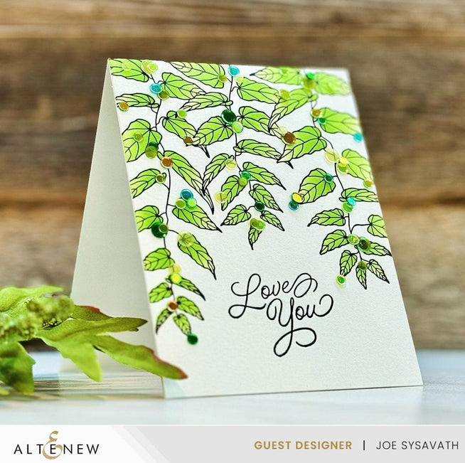 Altenew Cascading Vines Betterpress Plate and Stencil Bundle with intricate vine design on a white background