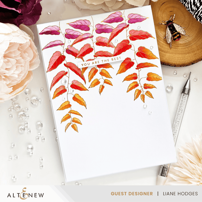 Altenew Cascading Vines Betterpress Plate and Stencil Bundle, featuring intricate vine patterns for crafting and card making.