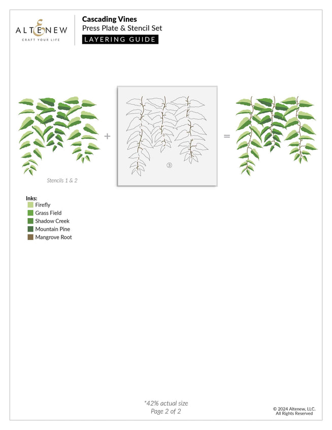 Altenew Cascading Vines Betterpress Plate and Stencil Bundle with intricate vine patterns on a white background.