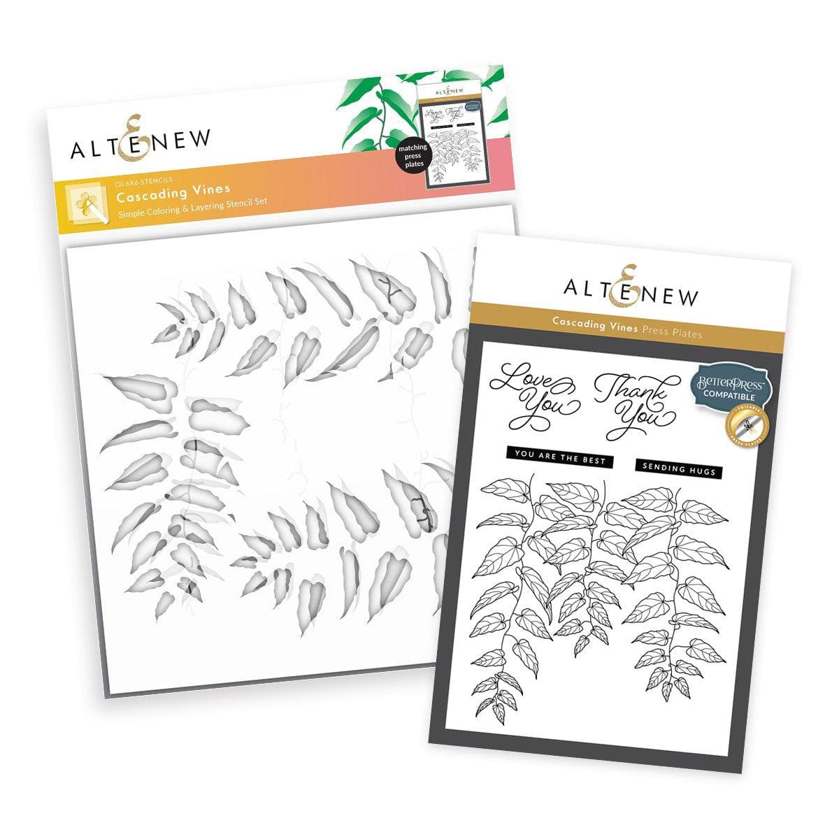 Cascading Vines: Betterpress Plate & Stencil Bundle | Altenew