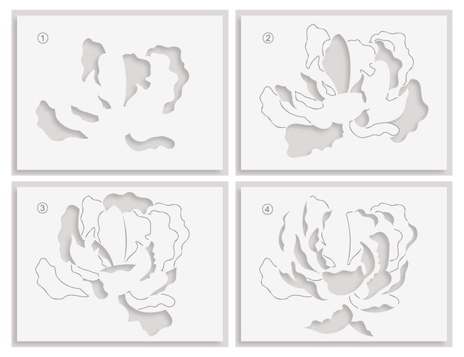 Altenew Magical Peony Betterpress Plate and Stencil Bundle featuring floral peony design for crafting and card making.