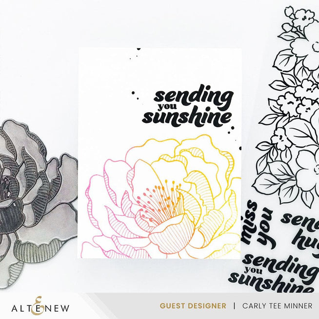 Betterpress Plate and Stencil Bundle featuring a Magical Peony design by Altenew, perfect for crafting and card making.