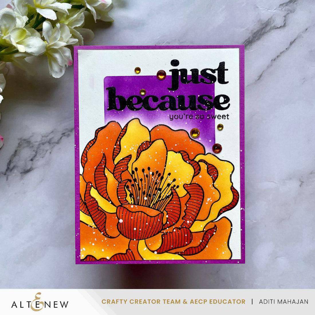 英国製  mirabelle 可憐なお花と金彩のプレート大 Magical Peony: Press Plate & Stencil Bundle for Elegant Card Making
