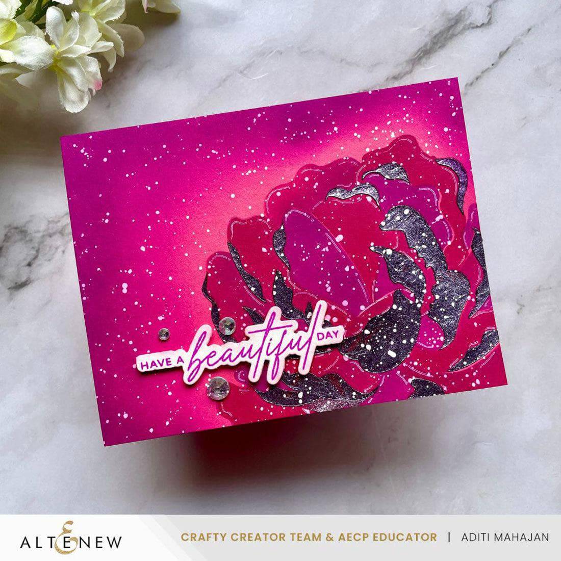Magical Peony: Press Plate & Stencil Bundle for Elegant Card Making
