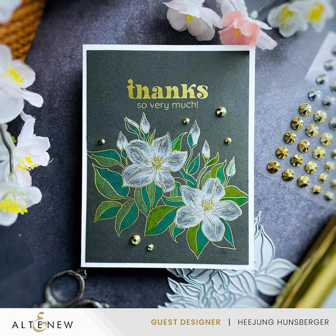Altenew Sweet Jasmine Betterpress Plate Set with floral design for embossing and card making.