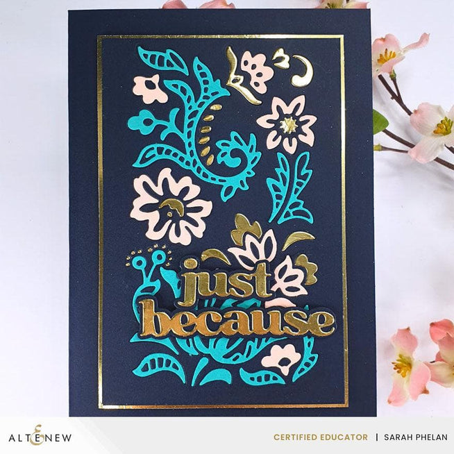 Altenew Betterpress Versatile Greetings 3 Press Plates in Comfort Edition, showcasing embossed floral and greeting designs for card making.