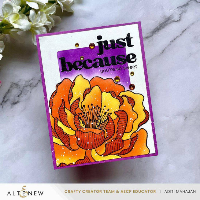 Altenew Betterpress Versatile Greetings 3 Press Plates in Comfort Edition, showing embossed floral and greeting designs on white paper.