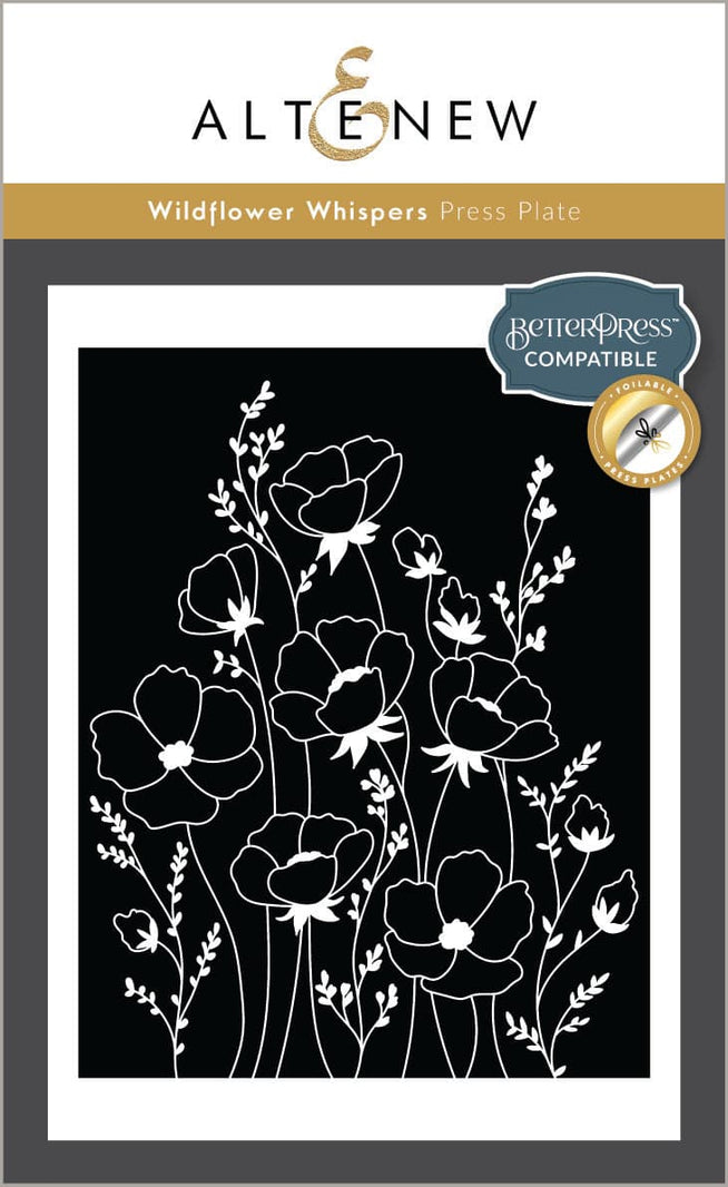 Altenew Wildflower Whispers Betterpress Plate with intricate floral design for crafting and stamping projects.