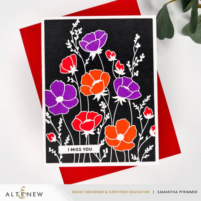 Altenew Wildflower Whispers Betterpress Plate featuring delicate floral designs for letterpress printing and craft projects.