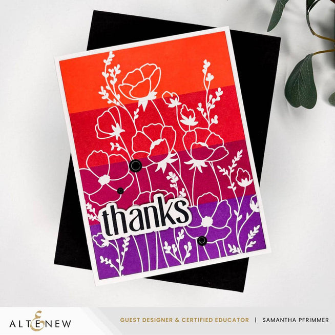 Altenew Wildflower Whispers Press Plate for Betterpress, featuring intricate floral design on a metal printing plate.