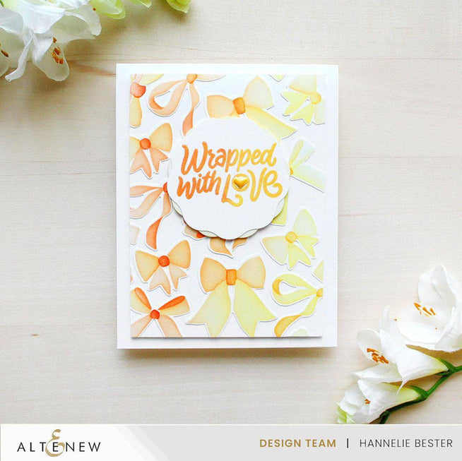 Altenew Betterpress Wrapped With Love foil press plates for crafting and embossing, shown in a close-up image.