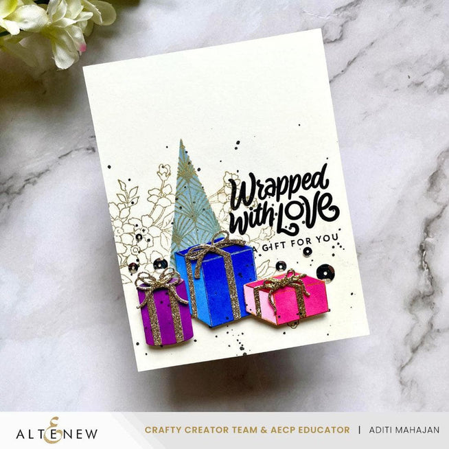 Altenew Betterpress Wrapped With Love Press Plates set for foiling and stamping on craft projects.