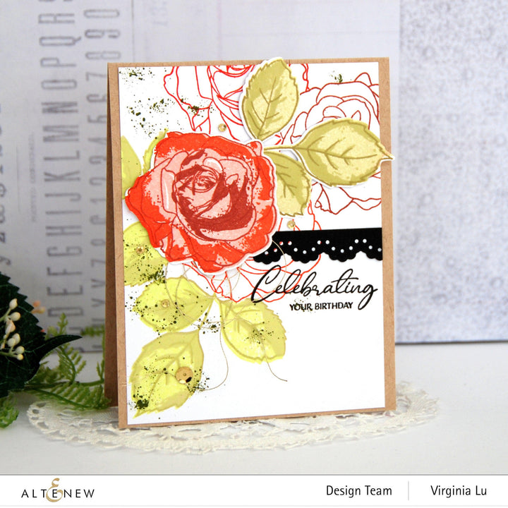 Altenew Build-A-Flower Set Build-A-Flower: Bellaroma Hybrid Tea Rose Layering Stamp & Die Set