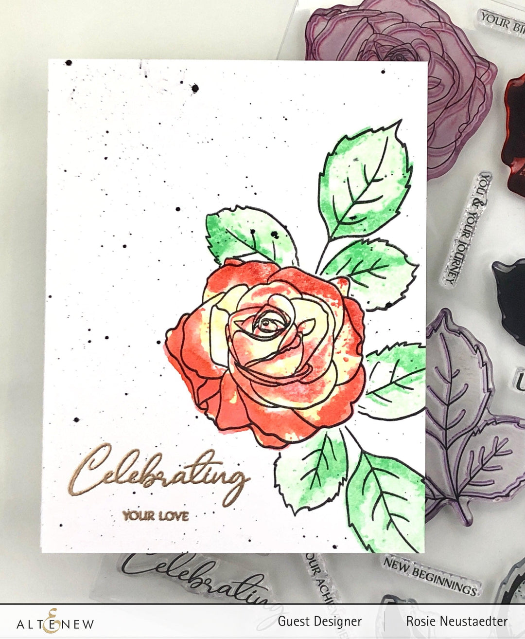 Altenew Build-A-Flower Set Build-A-Flower: Bellaroma Hybrid Tea Rose Layering Stamp & Die Set