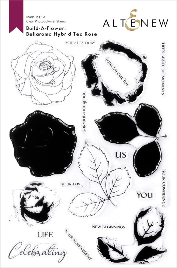 Altenew Build-A-Flower Set Build-A-Flower: Bellaroma Hybrid Tea Rose Layering Stamp & Die Set