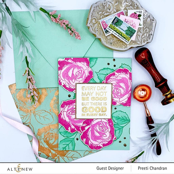 Altenew Build-A-Flower Set Build-A-Flower: Bellaroma Hybrid Tea Rose Layering Stamp & Die Set