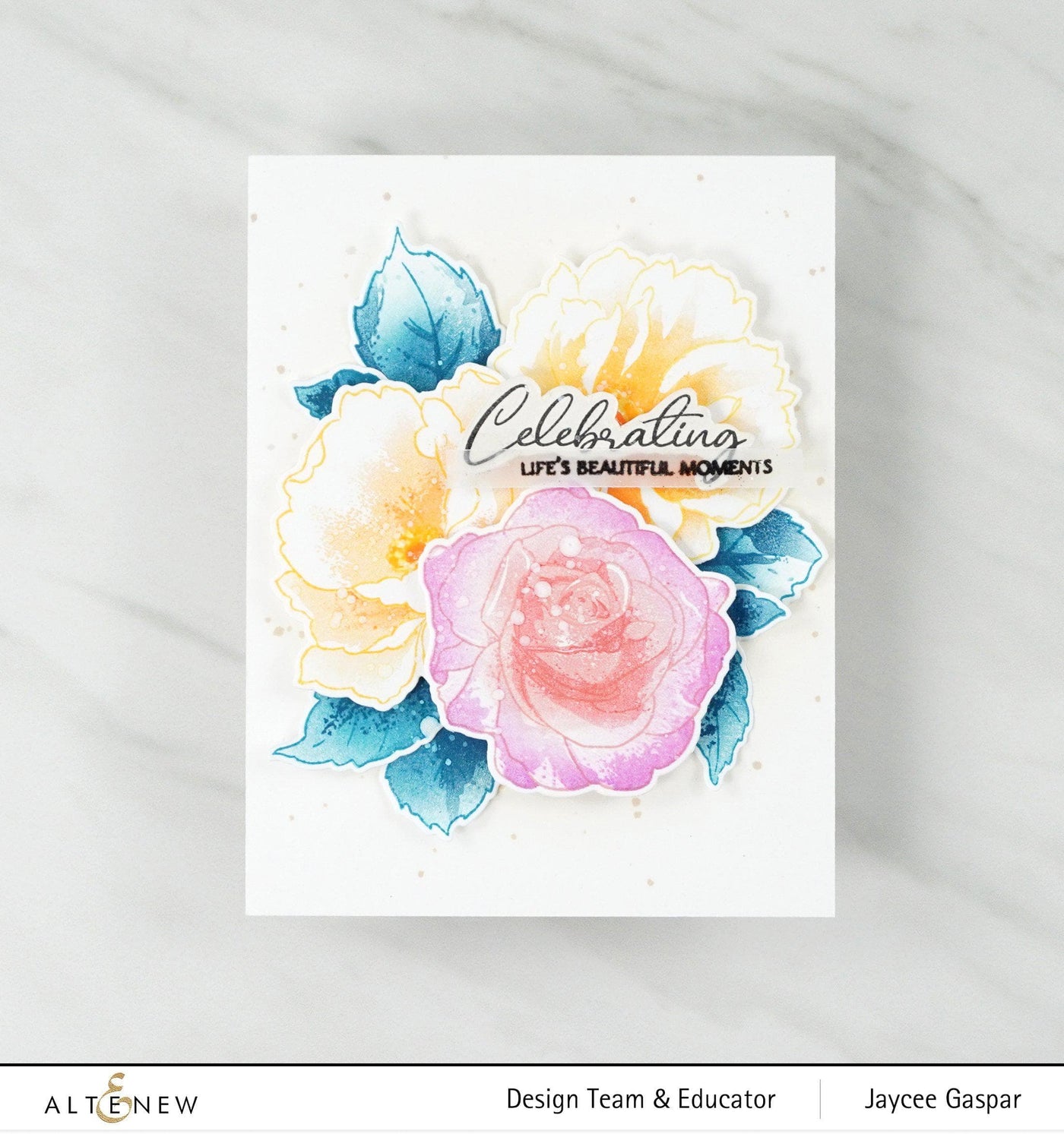 Altenew Build-A-Flower Set Build-A-Flower: Bellaroma Hybrid Tea Rose Layering Stamp & Die Set & Ink Bundle