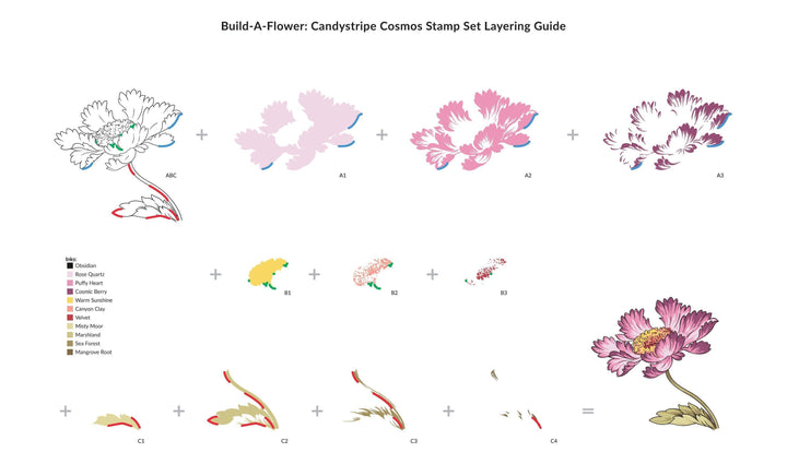 Altenew Build-A-Flower Set Build-A-Flower: Candystripe Cosmos Layering Stamp & Die Set