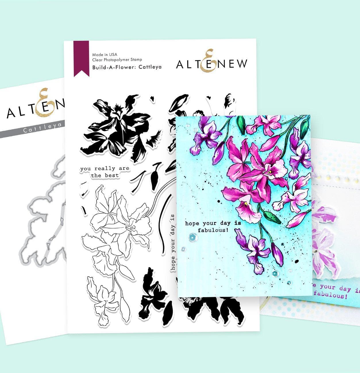 Altenew Build-A-Flower Set Build-A-Flower: Cattleya Layering Stamp & Die Set & Ink Bundle