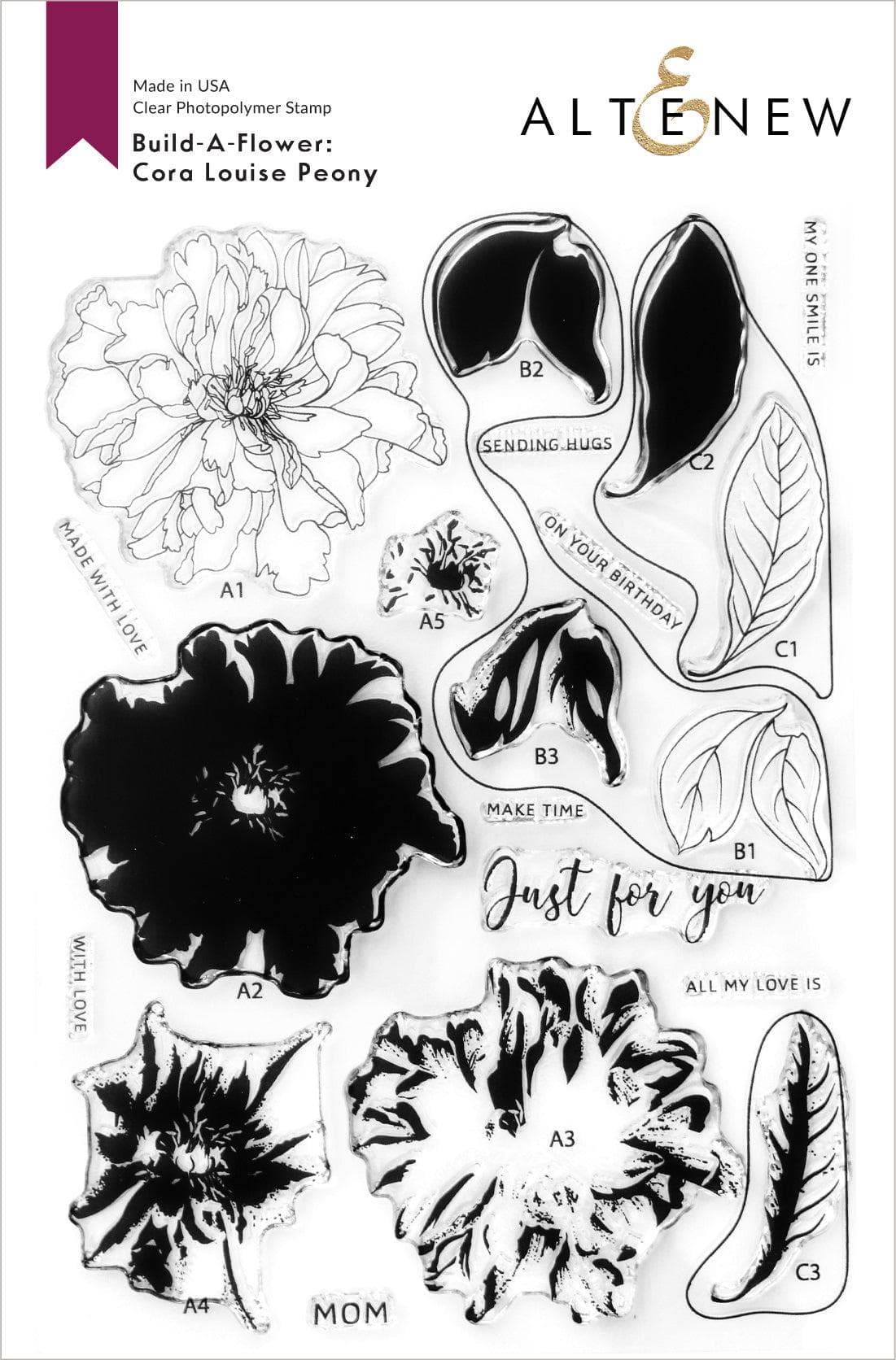 Build-A-Flower: Cora Louise Peony Layering Stamp & Die Set | Altenew