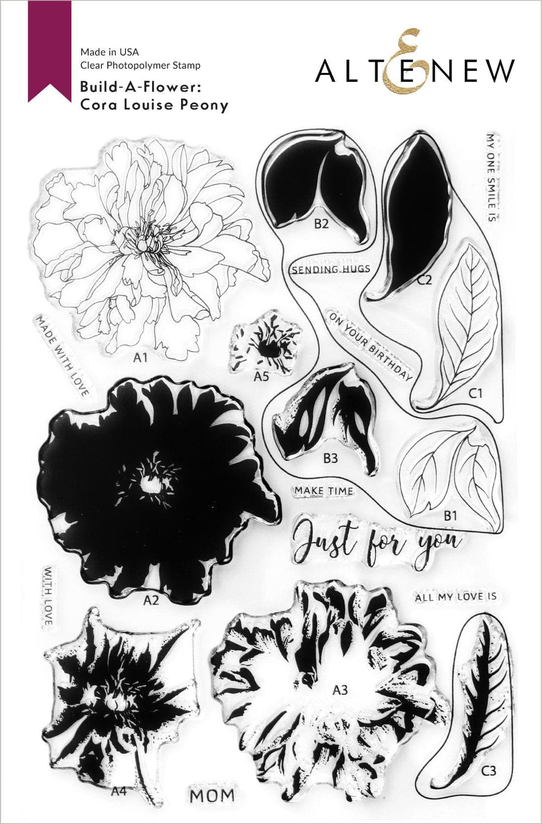 Altenew Build-A-Flower Set Build-A-Flower: Cora Louise Peony Layering Stamp & Die Set