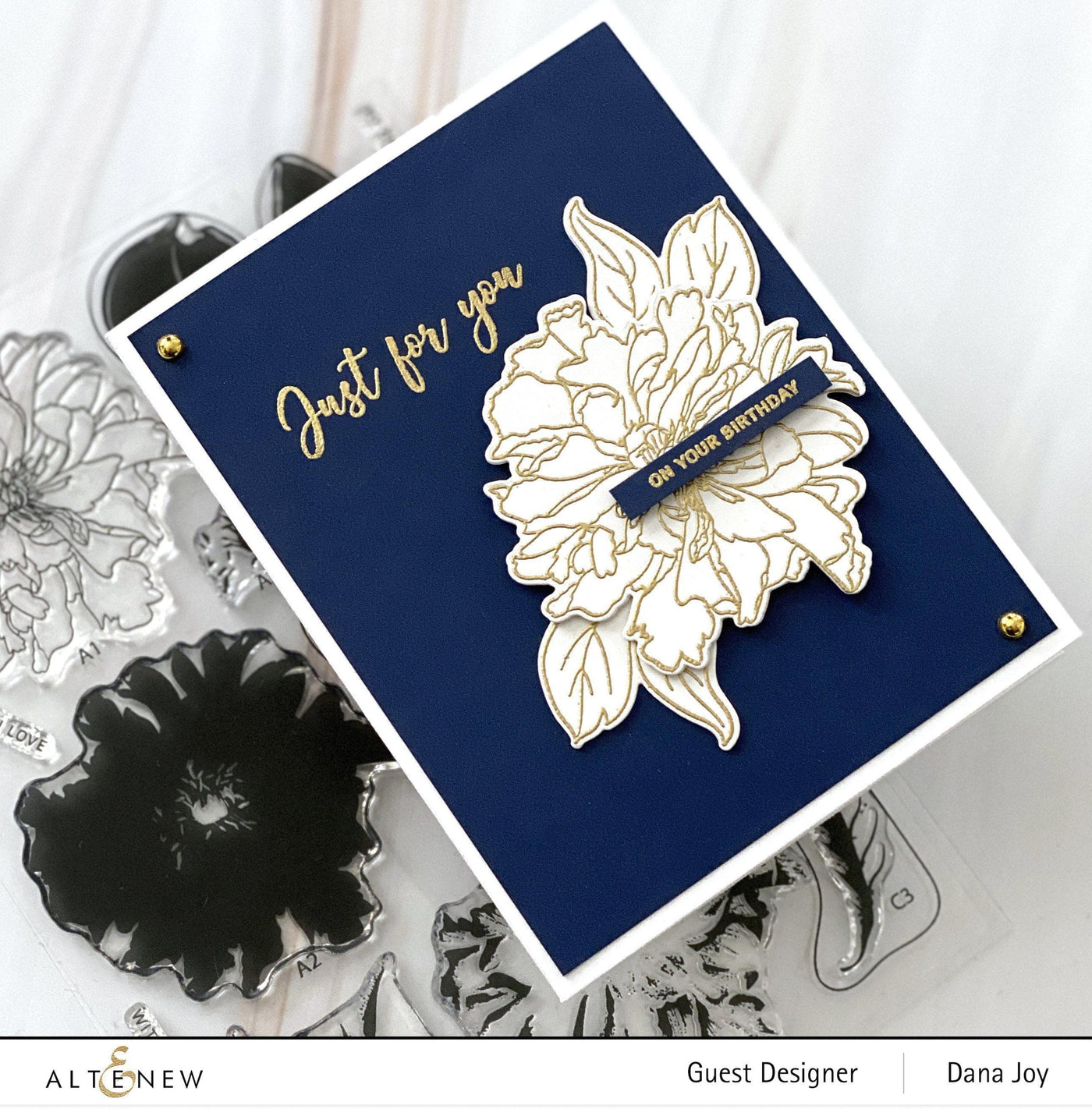 Altenew Build-A-Flower Set Build-A-Flower: Cora Louise Peony Layering Stamp & Die Set & Ink Bundle