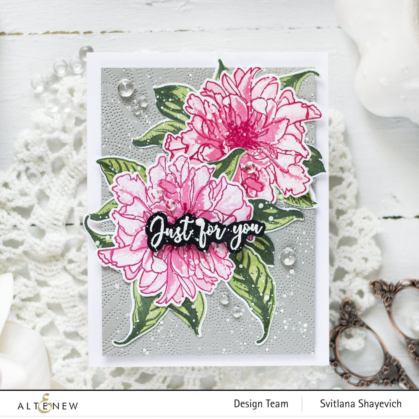 Altenew Build-A-Flower Set Build-A-Flower: Cora Louise Peony Layering Stamp & Die Set & Ink Bundle