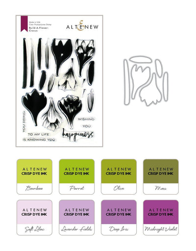 Altenew Build-A-Flower Set Build-A-Flower: Crocus Layering Stamp & Die Set & Ink Bundle