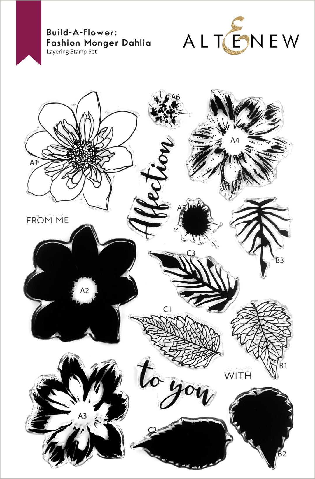 Altenew Build-A-Flower Set Build-A-Flower: Fashion Monger Dahlia Layering Stamp & Die Set