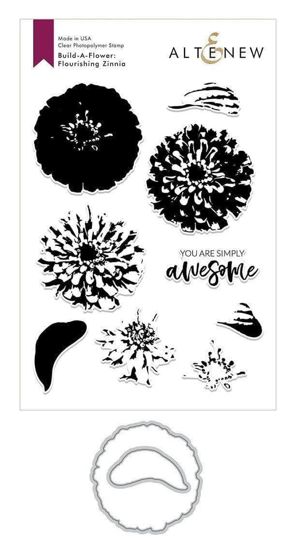 Altenew Build-A-Flower Set Build-A-Flower: Flourishing Zinnia Layering Stamp & Die Set