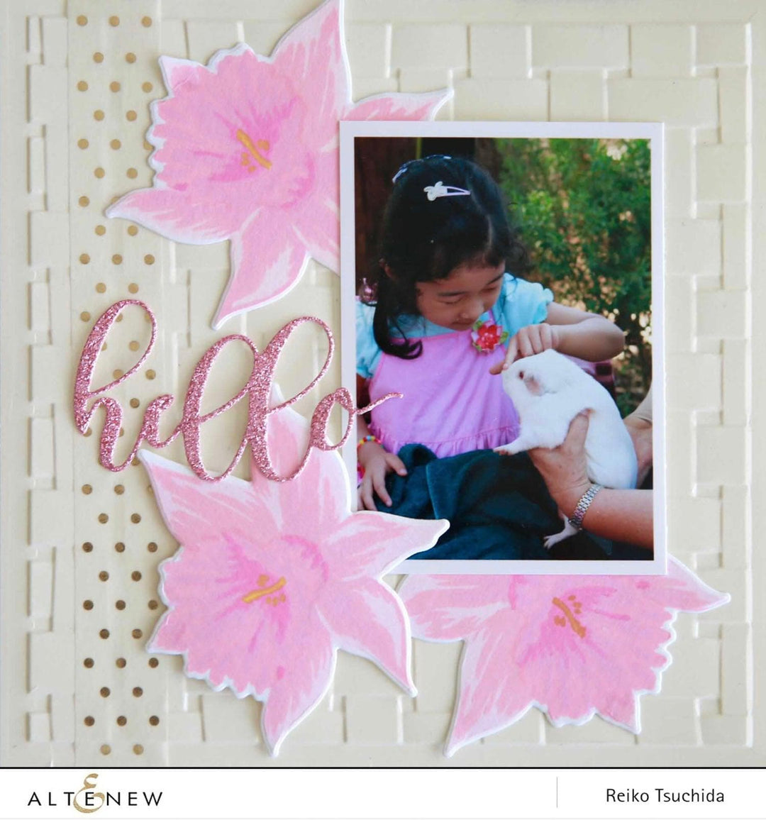 Build-A-Flower Narcissus layering stamp and die set by Altenew, featuring detailed floral designs for crafting projects.