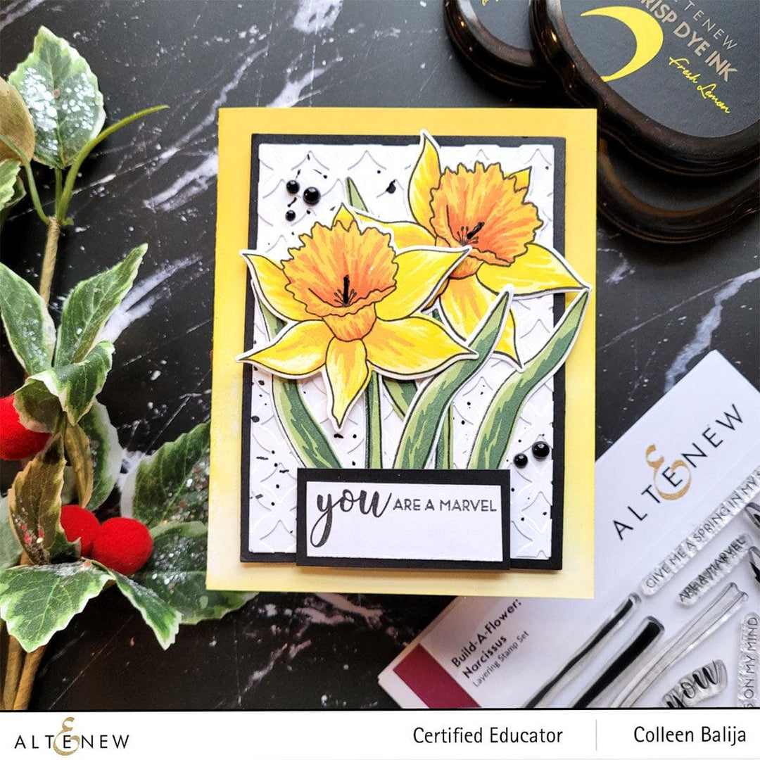 Build-A-Flower Narcissus layering stamp and die set by Altenew for floral crafting and detailed flower layering projects.