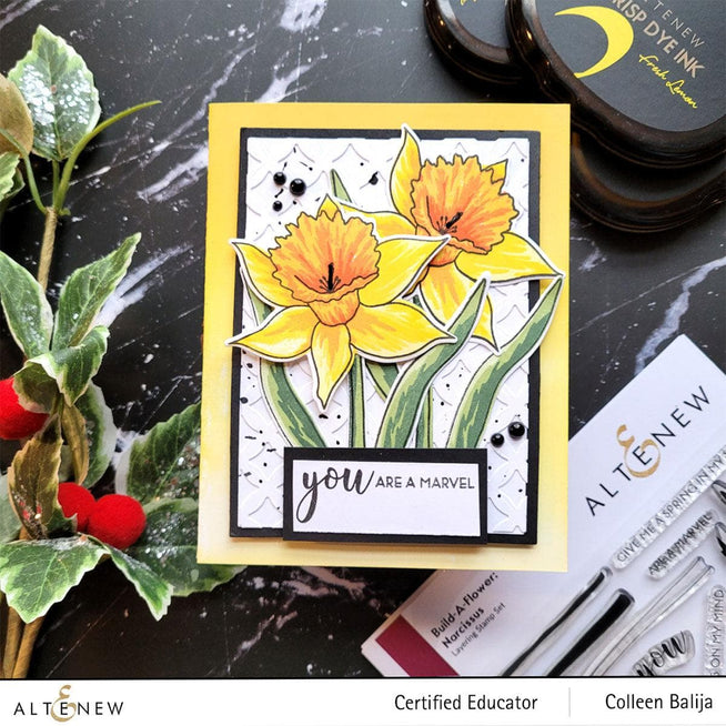 Build-A-Flower Narcissus layering stamp and die set by Altenew for floral crafting and detailed flower layering projects.